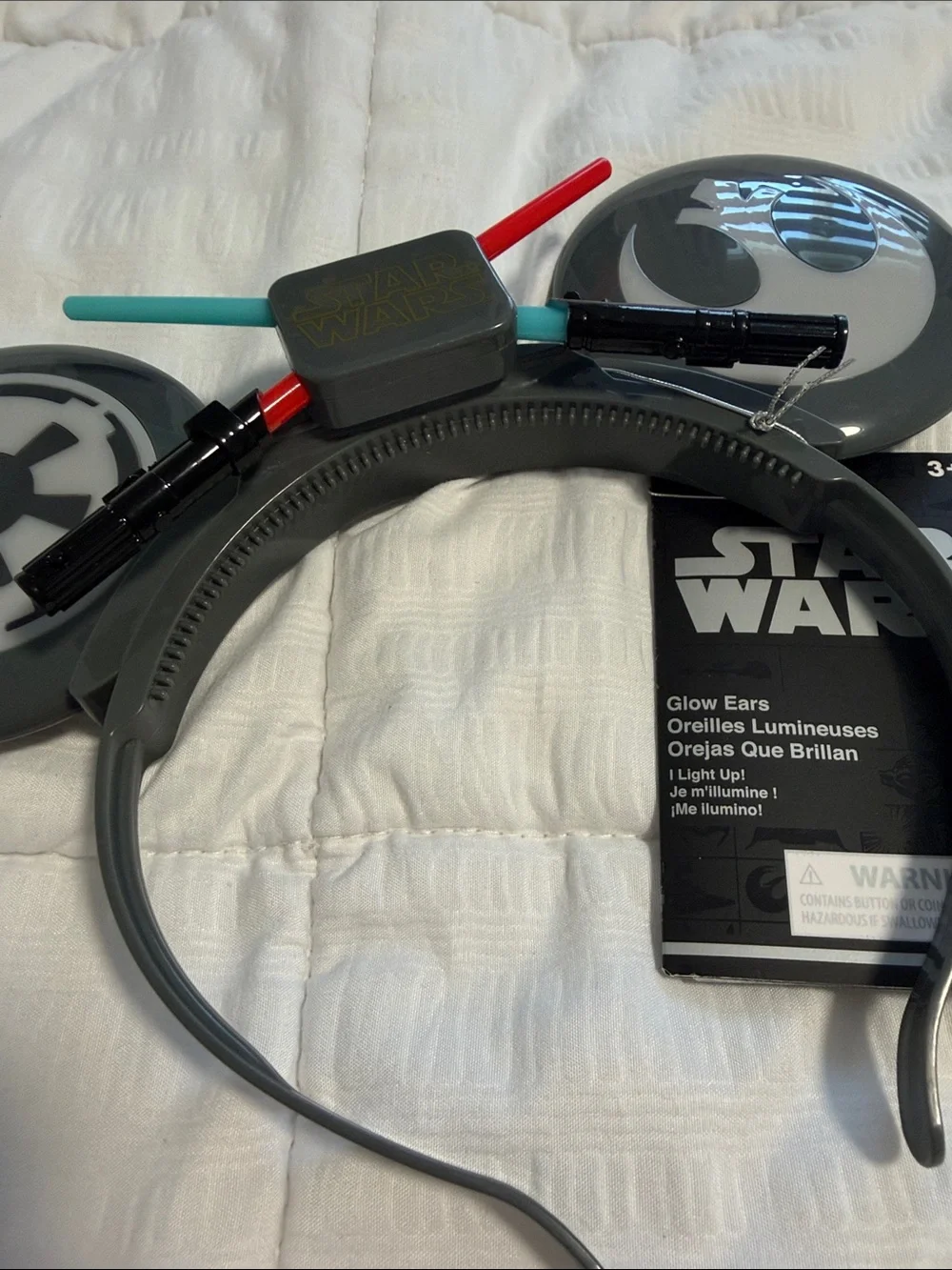 Star Wars Kids Headband with Rebel & Empire Ears and Red/Blue Lightsabers